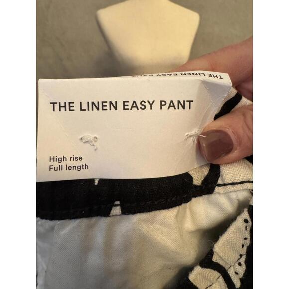 Ann Taylor Pants Black White Leaf Print Linen Wide Leg High Rise Women Size Sm - Picture 4 of 5